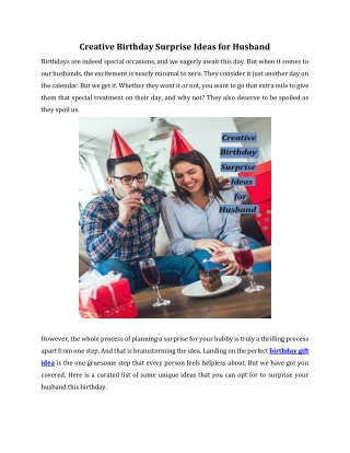 Creative Birthday Surprise Ideas for Husband