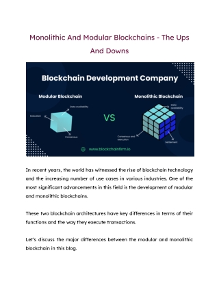 Modular blockchain VS Monolithic Blockchain- Blockchain Firm