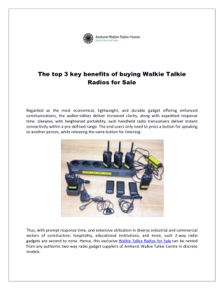 The top 3 key benefits of buying Walkie Talkie Radios for Sale