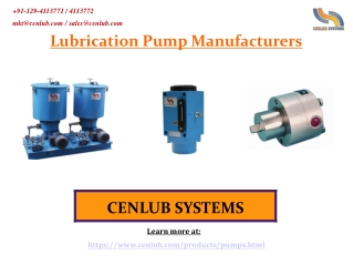 Lubrication Pump Manufacturers