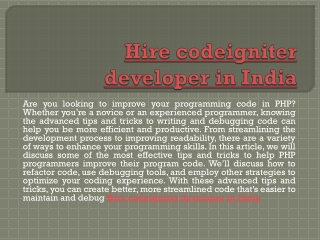 Hire codeigniter developer in India