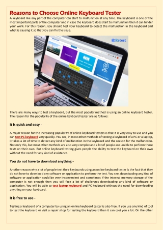 Reasons to Choose Online Keyboard Tester