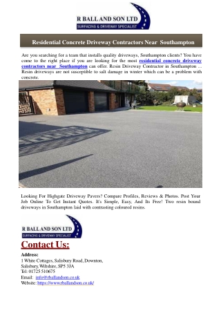 residential concrete driveway contractors near  Southampton