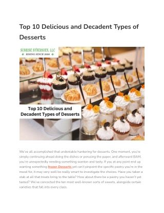 Top 10 Delicious and Decadent Types of Desserts