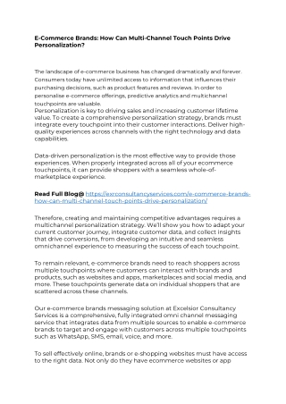 E-Commerce Brands How Can Multi-Channel Touch Points Drive Personalization