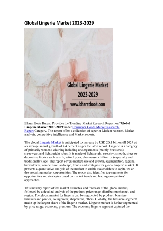 Global Lingerie Market 2023-2029