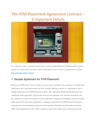 Atm placement agreement contract