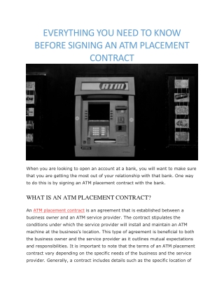 Atm placement contract