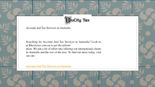 Account and Tax Services in Australia  Blucitytax.com.au