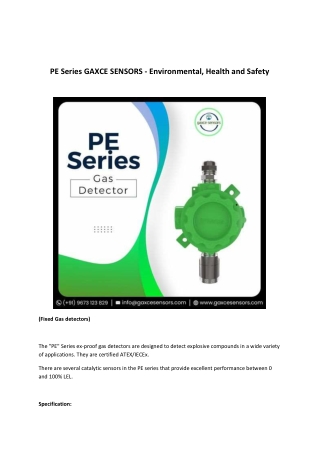 PE Series GAXCE SENSORS - Environmental, Health and Safety