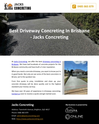 Best Driveway Concreting In Brisbane - Jacks Concreting