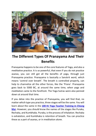 The Different Types Of Pranayama And Their Benefits