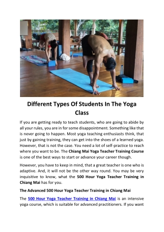 Different Types Of Students In The Yoga Class