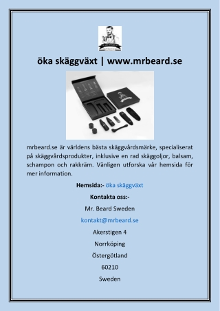 öka skäggväxt  www.mrbeard.se