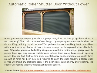 Automatic Roller Shutter Door Without Power