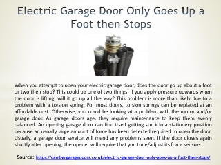 Electric Garage Door Only Goes Up a Foot