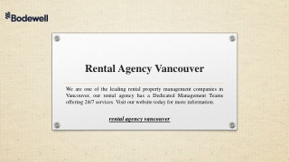 Rental Agency Vancouver | Bodewell