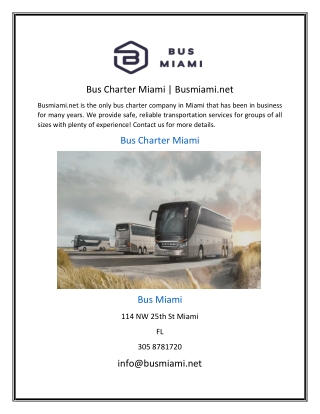 Bus Charter Miami Busmiami.net