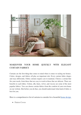 MAKEOVER YOUR HOME QUICKLY WITH ELEGANT CURTAIN FABRICS