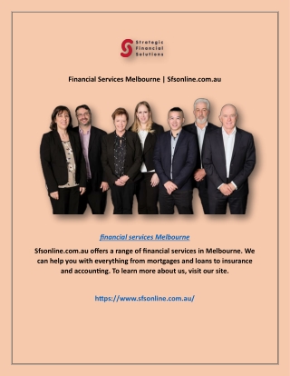 Financial Services Melbourne | Sfsonline.com.au