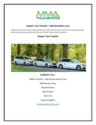 Airport Taxi Transfer  Mmatransfers.com