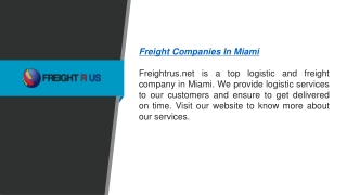 Freight & Logistics Companies in Miami