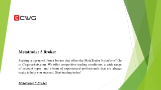 Metatrader 5 Broker | Cwgmarkets.com