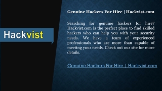 Genuine Hackers For Hire Hackvist.com