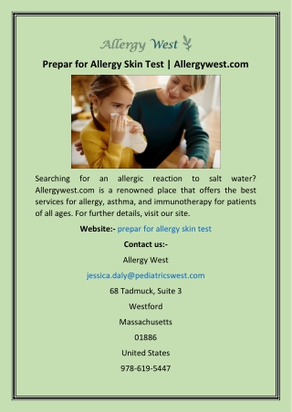 Prepar for Allergy Skin Test  Allergywest