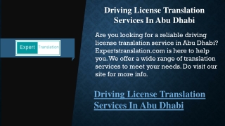 Driving License Translation Services In Abu Dhabi Expertstranslation.com