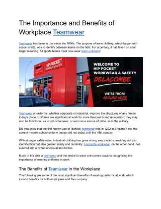 The Importance and Benefits of Workplace Teamwear