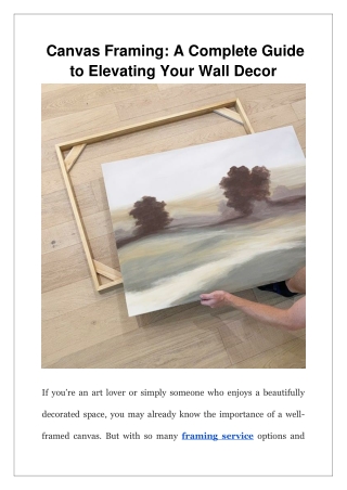 Canvas Framing A Complete Guide to Elevating Your Wall Decor