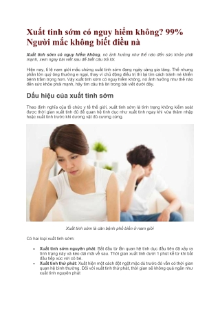 Xuất tinh sớm có nguy hiểm không