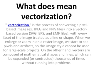 What does mean vectorization?