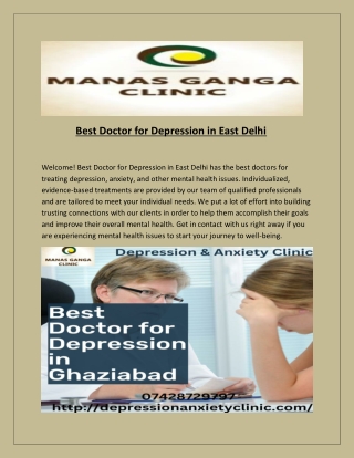 Best Doctor for Depression in East Delhi