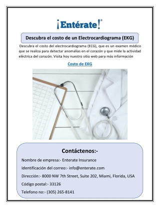 Descubra el costo de un Electrocardiograma (EKG)