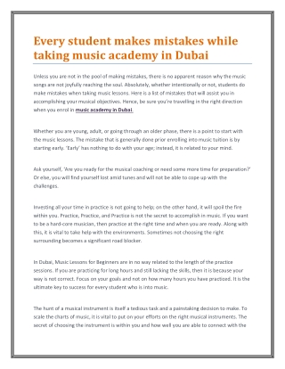 Every student makes mistakes while taking music academy in Dubai