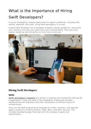 What is the Importance of Hiring Swift Developers?