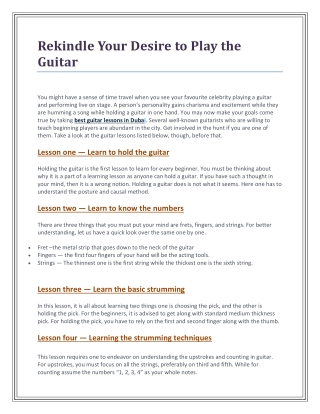 Rekindle Your Desire to Play the Guitar