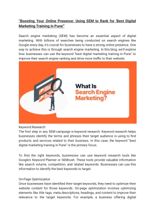 “Boosting Your Online Presence_ Using SEM to Rank for 'Best Digital Marketing Training in Pune'_