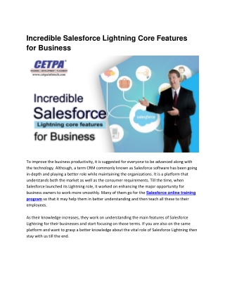 Incredible Salesforce Lightning Core Features For Business