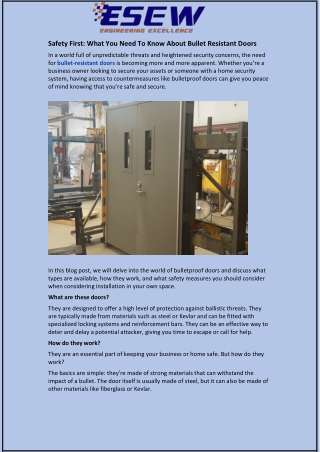 Safety First: What You Need To Know About Bullet Resistant Doors