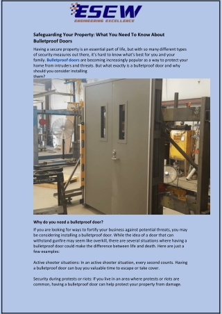 Safeguarding Your Property: What You Need To Know About Bulletproof Doors