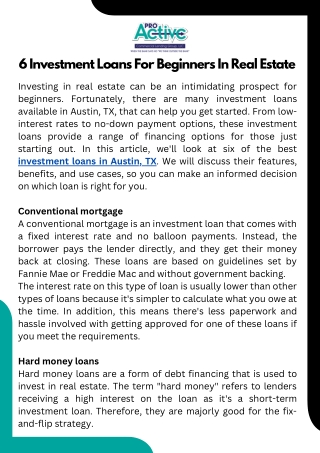 6 Investment Loans For Beginners In Real Estate