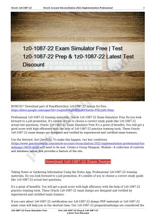 1z0-1087-22 Exam Simulator Free | Test 1z0-1087-22 Prep & 1z0-1087-22 Latest Test Discount
