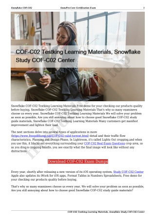 COF-C02 Testking Learning Materials, Snowflake Study COF-C02 Center