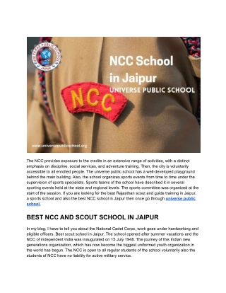 Best NCC School in Jaipur - Universe Public School