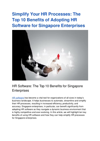 Simplify Your HR Processes_The top 10 Benefits of Adopting HR Software for Singapore Enterprises