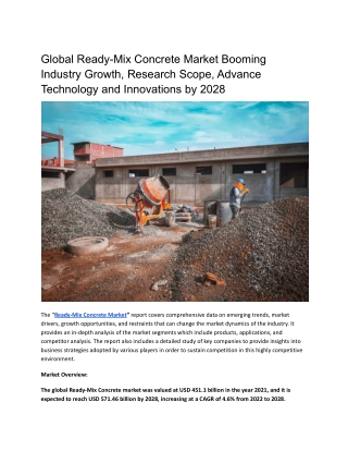 Global Ready-Mix Concrete Market