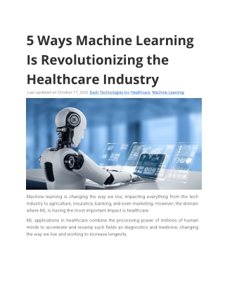 5 Ways Machine Learning Is Revolutionizing the Healthcare Industry